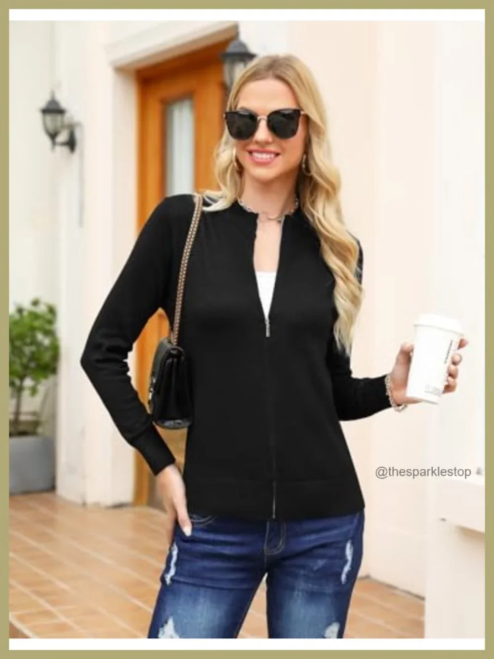 Women's Lightweight Knit Zip Up Cardigan Sweater 80% Cotton Long Sleeve